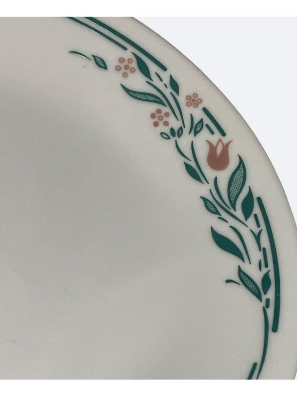 Corelle Rosemarie Bread Plates 6-3/4" Pink Tulips Teal Green Leaves Set of 8 - Picture 2 of 7